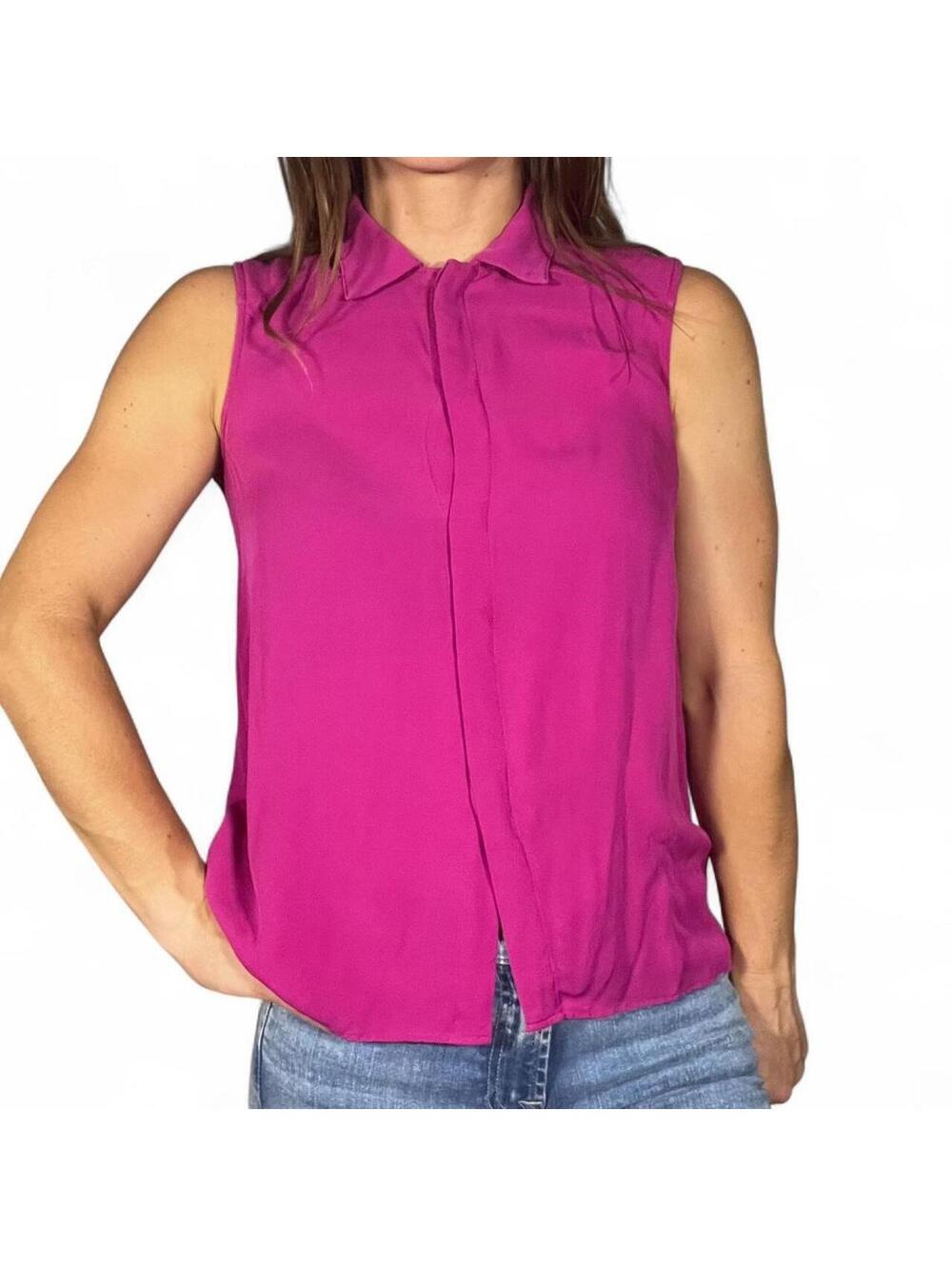 Theory Magenta Silk Sleeveless Blouse